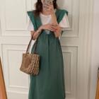 Short-sleeve Blouse / Lace Trim Overall Dress