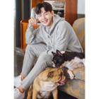 Set: Long-sleeve Hoodie T-shirt + Drawstring-waist Sweat Pants