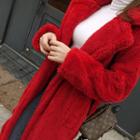 Double-breasted Faux-fur Coat Red - One Size