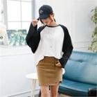 Wide-sleeve Color-block T-shirt