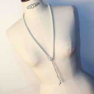 Faux Pearl Y Necklace White - One Size