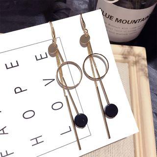 925 Sterling Silver Hoop Disc & Bar Fringed Earring 1 Pair - Silver Earrings - Gold - One Size