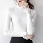Frilled Trim Lace Panel Knit Top