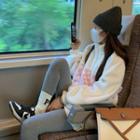 Half-zip Checkerboard Panel Sweatshirt White & Pink - One Size