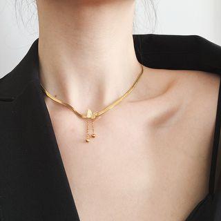 Titanium Steel Butterfly Fringe Necklace