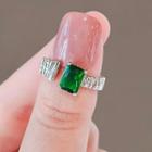 Faux Crystal Alloy Open Ring Ly2494 - Emerald - One Size