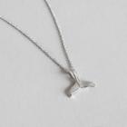 925 Sterling Silver Whale Tail Pendant Necklace Platinum - One Size