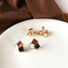 Color Block Small Cube Stud Earring / Clip-on Earring