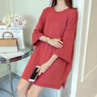 Lace Up Long-sleeve Knit Dress