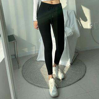 Drawstring Fleece-lined Leggings