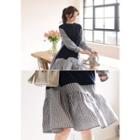 Ruffle-hem Mock Two-piece Striped Dress