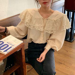 Lace Collar Blouse Almond - One Size