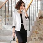 3/4-sleeve Blazer / Short-sleeve Sheath Dress / Set