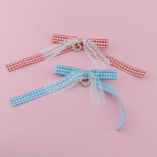 Lace Plaid Bow Hair Tie