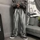 Color-block High-waist Loose-fit Straight Fit Pants