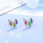 Rainbow Heart Earring 1 Pair - Multicolor - One Size