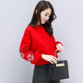 Embroidered Balloon-sleeve Sweater