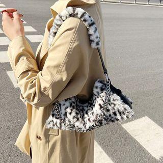 Leopard Print Fluffy Shoulder Bag