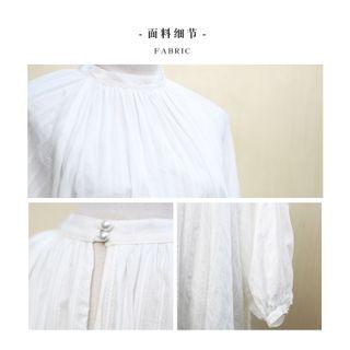 Long-sleeve Maxi A-line Dress White - One Size