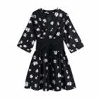 Wrap Flared Sleeve Floral Chiffon Dress