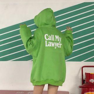 Lettering Hoodie Apple Green - One Size