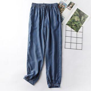 Drawstring-waist Cropped Harem Jeans