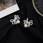 Faux Pearl Bow Earring 1 Pair - E2642 - As Shown In Figure - One Size