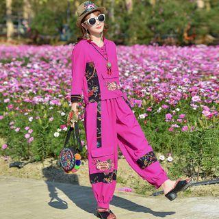 Set: Print Panel Hoodie + Harem Pants