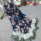 Floral Print Linen Cotton Scarf