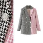 Double Breasted Two Tone Houndstooth Blazer