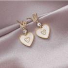 Rhinestone Crown & Heart Dangle Earring As Shown In Figure - One Size