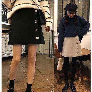 Mini A-line Buttoned Skirt