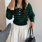 Dotted Collared Sweater / Midi A-line Skirt