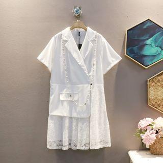 Short-sleeve Blazer Panel Lace Dress