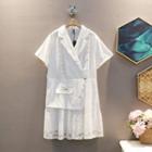 Short-sleeve Blazer Panel Lace Dress