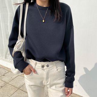 Plain Sweatshirt Navy Blue - One Size