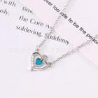 925 Sterling Silver Rhinestone Heart Pendant Necklace 925 Silver - White Gold - One Size
