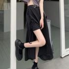 Slit Midi A-line Skirt / Short-sleeve Cropped T-shirt