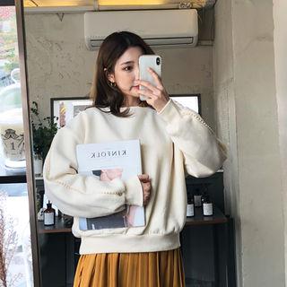 Fleece-lined Pompom-detail Sweatshirt