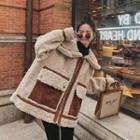 Two-tone Panel Collared Fleece Jacket