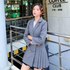 Button Pleated Blazer