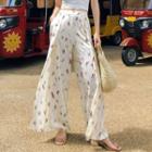 Cropped Camisole Top / Printed Slit Wide-leg Pants