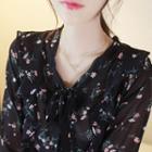 Ruffled 3/4-sleeve Chiffon Top