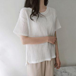 Crinkled Linen Top