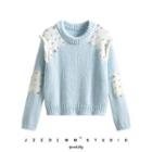 Rhinestone Sweater Light Blue - One Size