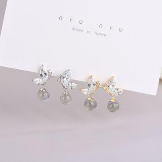 925 Sterling Silver Rhinestone Moonstone Earring