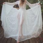 V-neck Long-sleeve See-through Dress