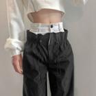 Mock Two-piece Boot-cut Pants