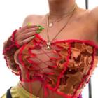 Long-sleeve Off-shoulder Lace-up Cropped Top