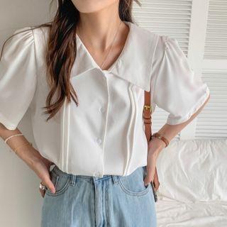 Short-sleeve Wide Collar Blouse
